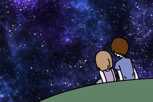 結婚相談所　夜空を見上げるカップル